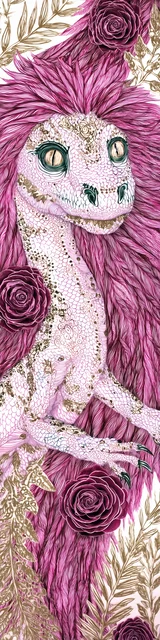 Free dragon bookmark featuring a dragon with pink hair